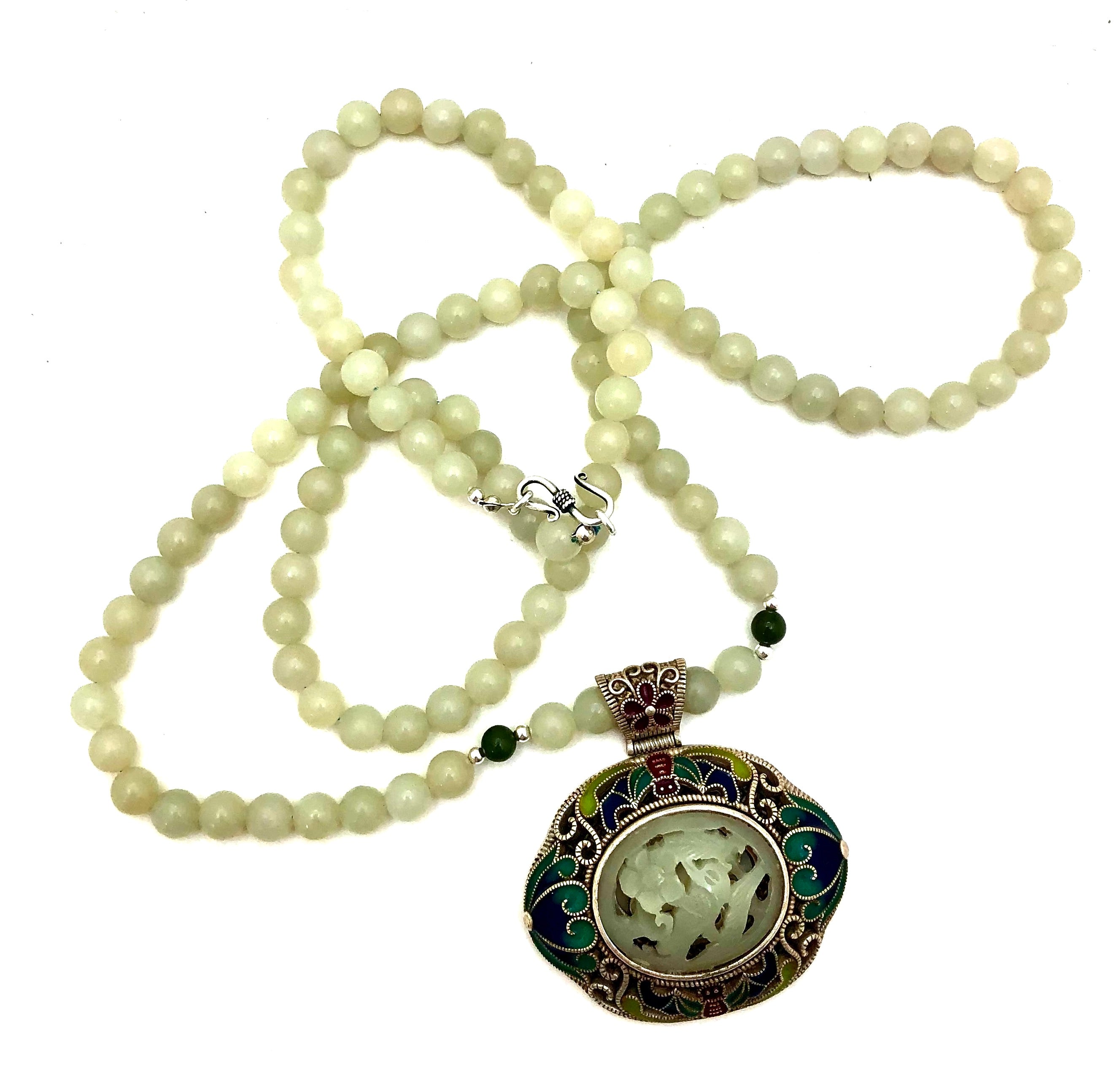 4.5 CM Chinese Jade necklace natural green jade Pendant Ruyi amulet | eBay